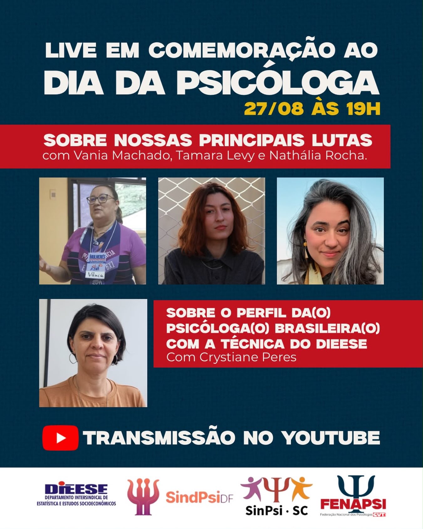 Dia da psicóloga e do psicólogo: live da FENAPSI com o SindPsiDF
